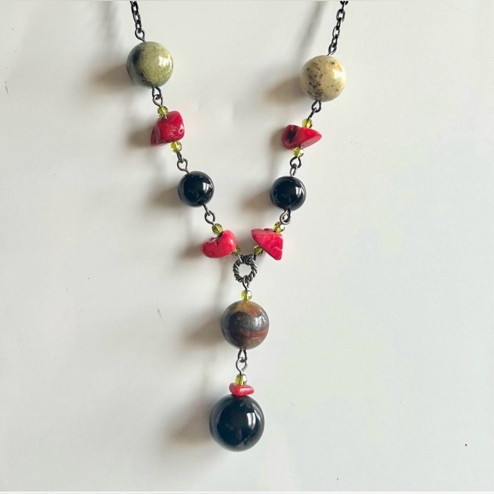 Emily Ray Sterling Silver Artisan Beaded Y Necklace 925 Gemstone Crystal Lariat - Picture 9 of 9